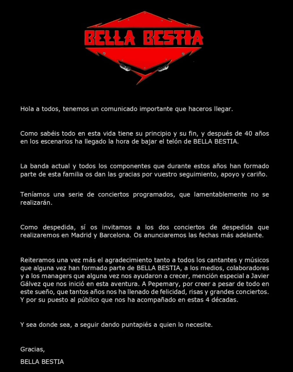 bella bestia paran comunicado oficial 2022 10
