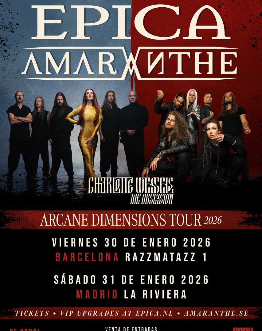 EPICA + AMARANTHE + CHARLOTTE WESSELS. Horarios conciertos en España