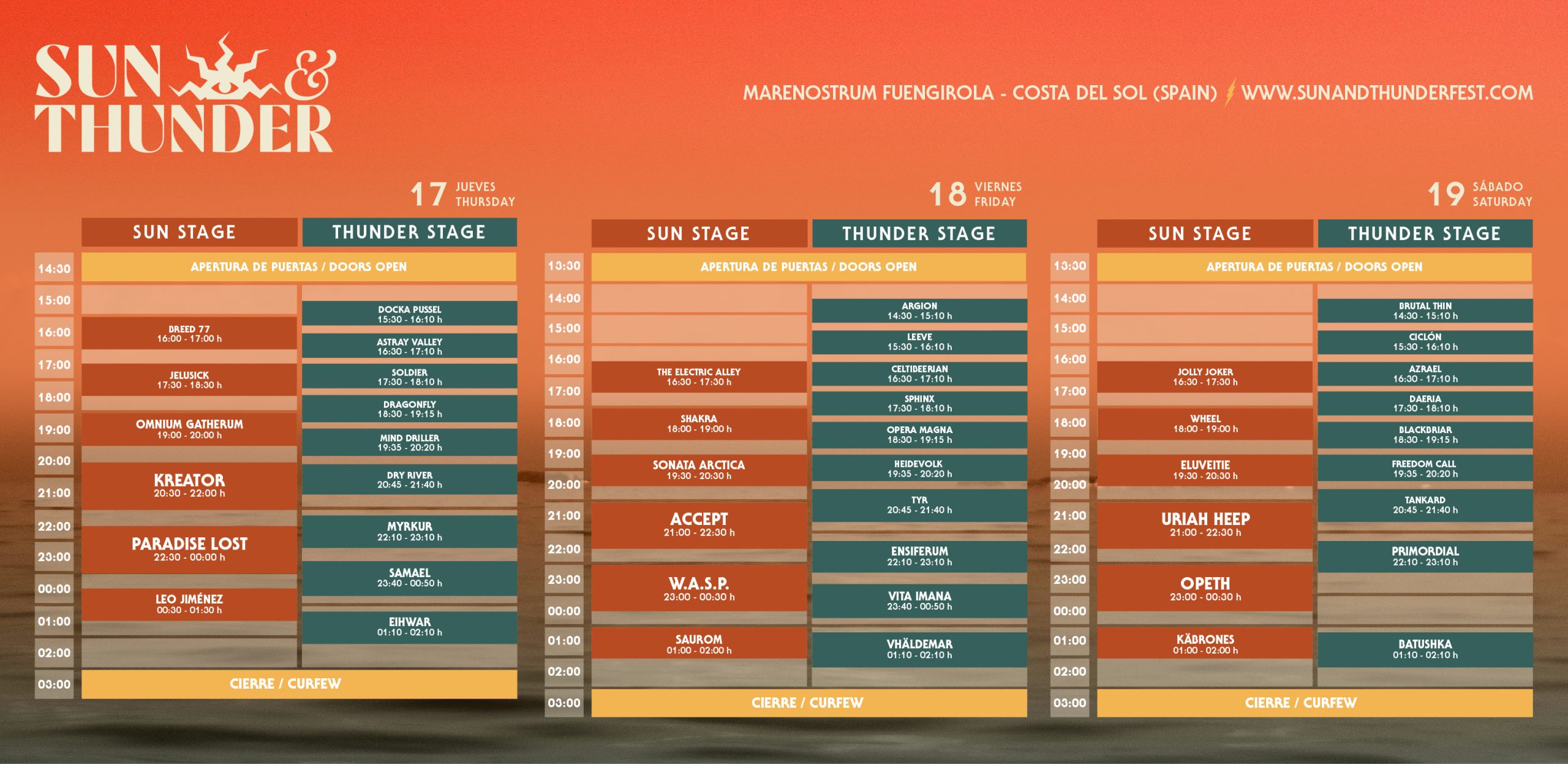 SUN AND THUNDER FESTIVAL 2025 horarios