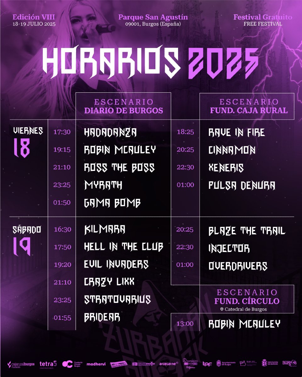 ZURBARÁN ROCK 2025 horarios